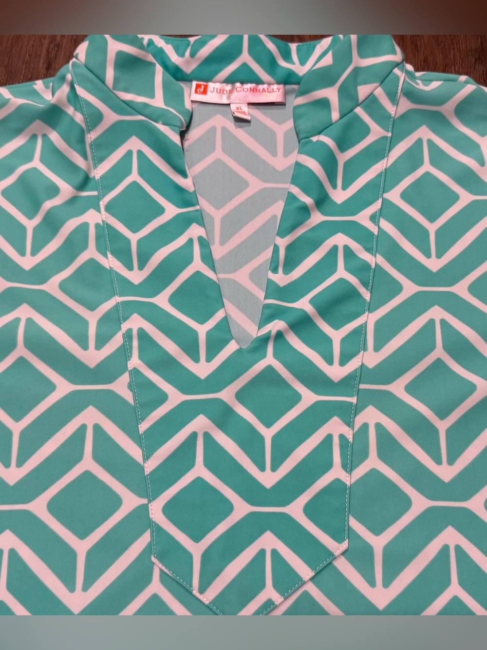 Jude Connally Chris Top Jude Cloth Tunic Teal White Geometric Print Size XL - Picture 5 of 8